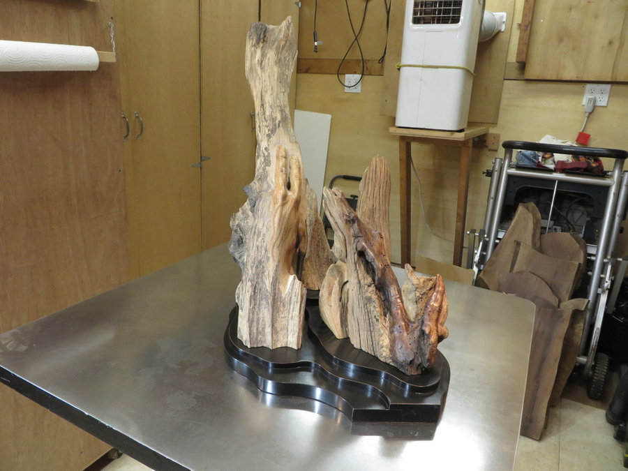 Overcome. Sculpture, Carved Walnut, Beech & Cherry