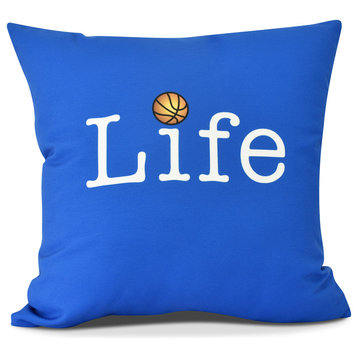 Life + Ball, Word Print Pillow, Royal Blue, 20" x 20"