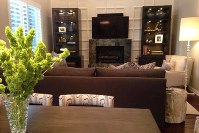 Transitional family room photo in San Diego