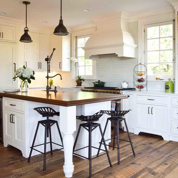 East Hampton, NY - Farmhouse - Stained Cherry Wood Countertop