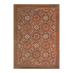 USA Handcrafted - Four Handcrafted Punched Tin Cabinet Panels Old Mill Quilted Pattern, Rustic Tin - Kitchen Cabinetry