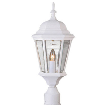 San Rafael 1-Light Postmount Lantern in White with Clear Beveled Glass