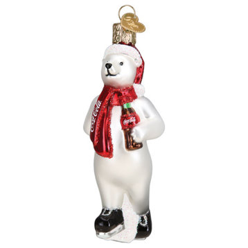 Old World Christmas Coca-Cola Polar Bear Set Blown Glass Holiday Tree Ornament