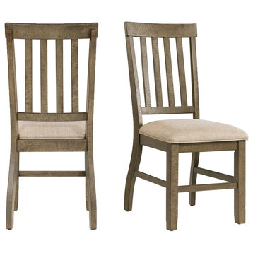 Bowery Hill 40"H Transitional Wood Standard Height Side Chair in Gray (Set of 2)