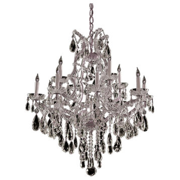 Maria Theresa 13-Light 32" Traditional Chandelier in Polished Chrome with Clea