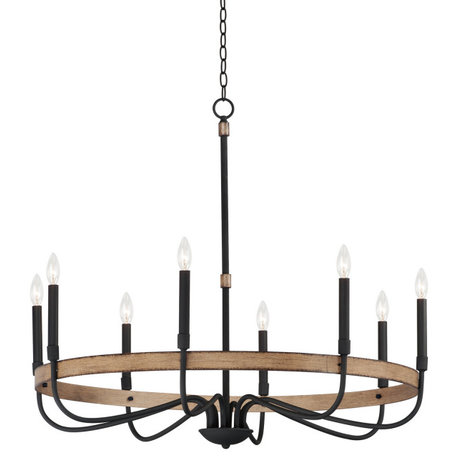 Franklin 8-Light Chandelier in Driftwood with Black