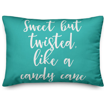 Sweet But Twisted Like A Candy Cane, Teal 14x20 Lumbar Pillow