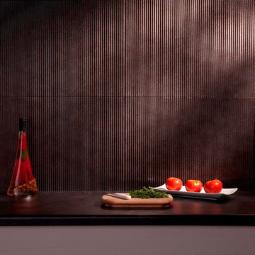 Fasade Rib Backsplash Panel in Smoked Pewter