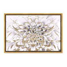 Modern Wall Art, Golden Frame With Gorgeous Floral Painting, White and Gold