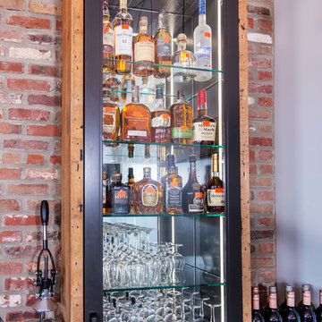 Loft living -  home bar with reclaimed wood