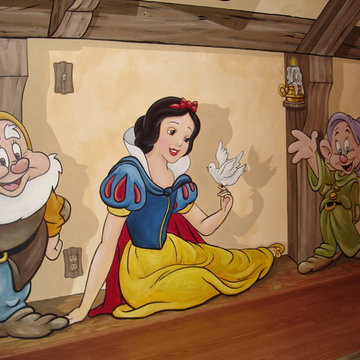 Snow White and the Seven Dwarfs Cottage Mural by Tom Taylor of Mural Art LLC