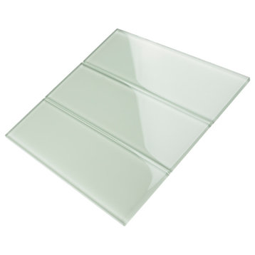 4"x12" Baker Glass Subway Tiles, Set of 3, Soft White