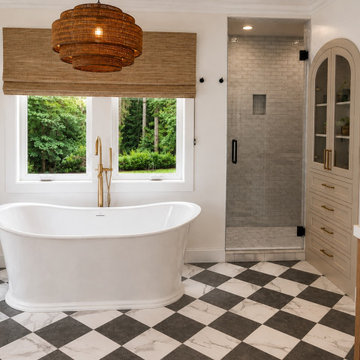 High-End Bathroom & Bedroom Transformation: Black & White Tile