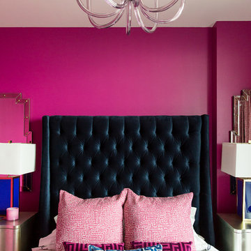 Magenta and Navy Pad Bedroom