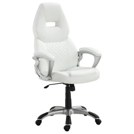 Coaster Bruce High Tufted Back Faux Leather Office Chair in White