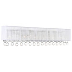 CWI Lighting - Water Drop 5 Light Vanity Light With Chrome Finish - Bring a splash of chic elegance to your bathroom with this Water Drop 5 Light Wall Sconce. This vanity light comes with a rectangular shade embellished with dangling crystal drops. This light fixture will not just boost the brightness in your master bath or powder room but will also give such compact space a gleaming update. Get this 5 Light wall sconce with white or silver shade.  Feel confident with your purchase and rest assured. This fixture comes with a one year warranty against manufacturers defects to give you peace of mind that your product will be in perfect condition.