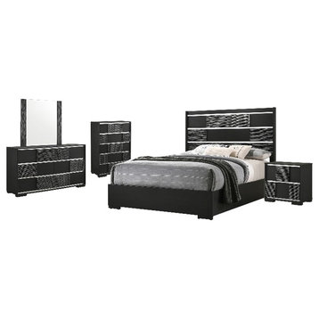 Coaster Blacktoft 5-piece Queen Panel Wood Bedroom Set in Black