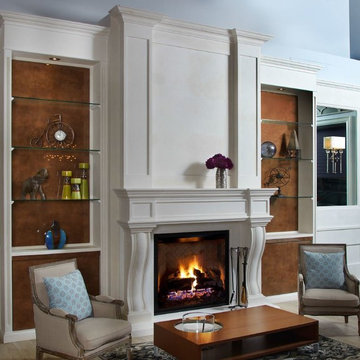 Cast stone fireplace overmantel