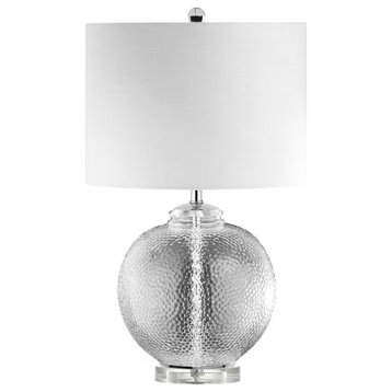 1-Light Glass Table Lamp With White Shade