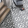 8"x8" Agadir Handmade Cement Tile, White/Black, Set of 12