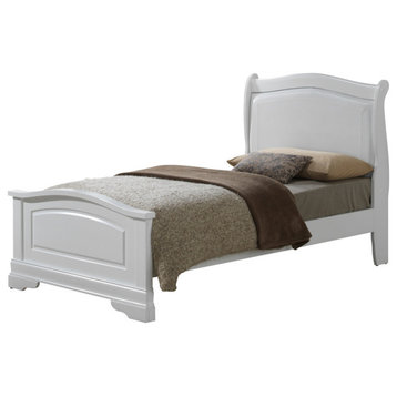 Louis Philippe Upholstered Twin Panel Bed, White