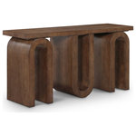 Meridian Furniture - Westbourne Veneer Console Table, Brown - Bring a tailored look to your room with this Westbourne brown console table. This handsome table's rich brown finish and oak veneer are the epitome of timeless elegance, while the contemporary design features an artfully styled triple base to instantly draw the eye. Perfect for displaying decor or organizing essentials, it merges functionality with sophisticated aesthetics. Enhance your entryway or living space with this versatile piece that promises to complement modern interiors with its streamlined silhouette and impeccable craftsmanship.