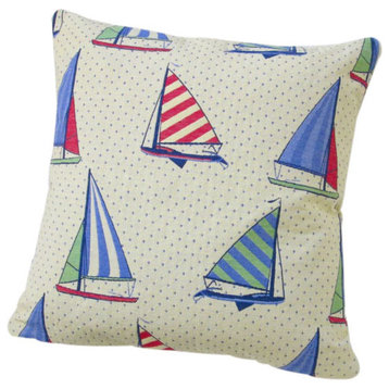 Stroup Balboa Sail Boat Modern Coastal 18" Indoor Throw Pillow, Pillow Cover Wit