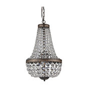 6-Light Antique Bronze Empire Crystal Chandelier Pendant