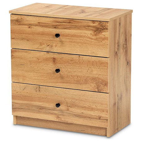Decon Modern and Contemporary Oak Brown Finished Wood 3-Drawer Storage Chest