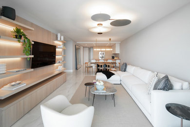 Beach style living room photo in Miami