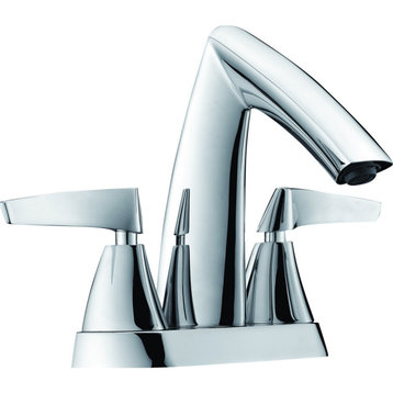 Polished Chrome Two-Handle 4'' Centerset Bathroom Faucet, Polished Chrome