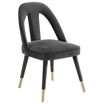 Petra Dark Gray Velvet Side Chair