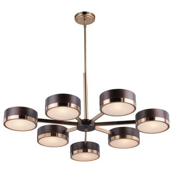 Madison 7 Light Chandelier Architectural Bronze and Natural Brass