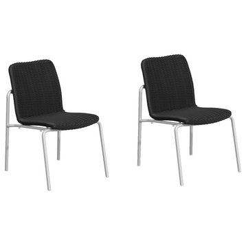 Orso Side Chair, Shadow Resin Wicker, Flint Powder Coated Aluminum, Set of 2