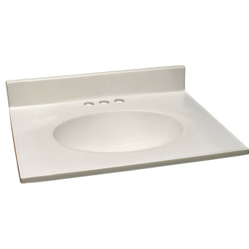 Design House 586271 25" Cultured Marble Vanity Top - White on White