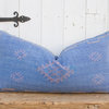 Denim Blue Long Lumbar Moroccan Silk Rug Pillow
