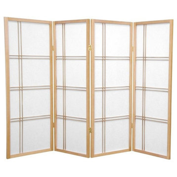 4' Tall Double Cross Shoji Screen, Natural, 4 Panels