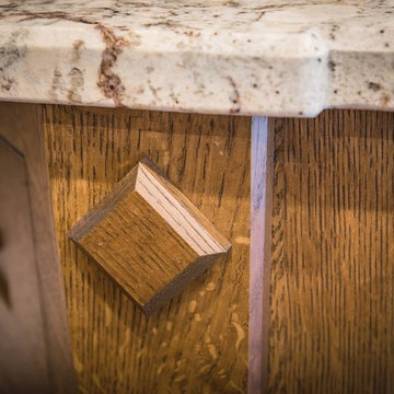 Custom White Oak Woodworking Completes a Colorful Craftsman Kitchen