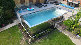Family home garden makeover including stainless steel pool, studio and decking.
