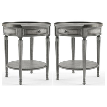 Home Square Wood Accent Table in Powder Gray Finish - Set of 2