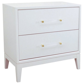 Best Master Furniture Orbis 28" Modern Wood Nightstand in White Lacquer