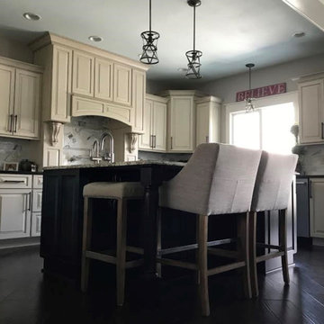 Amish Custom Cabinets- Antique White with Coco Glaze and Maple Espresso