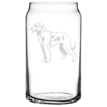 Taigan Dog Themed Etched All Purpose 16oz. Libbey Can Glass
