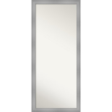 Flair Polished Nickel Non-Beveled Full Length Floor Leaner Mirror - 28 x 64 in.