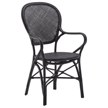 Rossini Indoor Bistro Arm Chair, Matte Black
