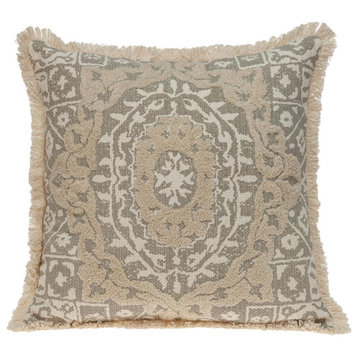 Parkland Collection Abu Beige Throw Pillow, Square, Beige/Off White