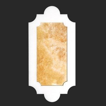 Infinity Design Thassos White Marble Honey Onyx Mix Water Jet Mosaic Tile