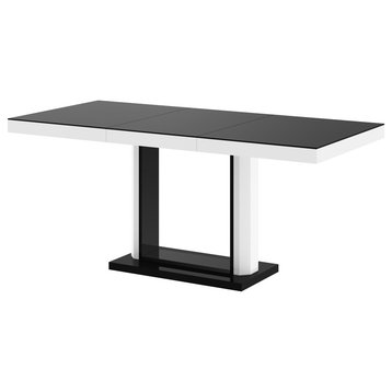 ADRO Extendable Dining Table, Black/White