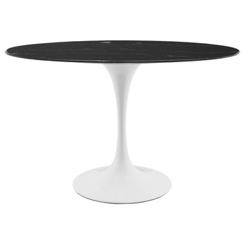 Lippa 48" Oval Artificial Marble Dining Table White Black -5170