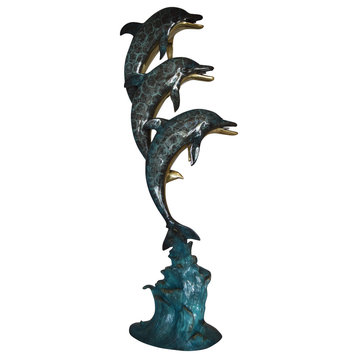 1/2 Downpayment Three Dolphins Overreach Each Other Fountain  Bronze Statue